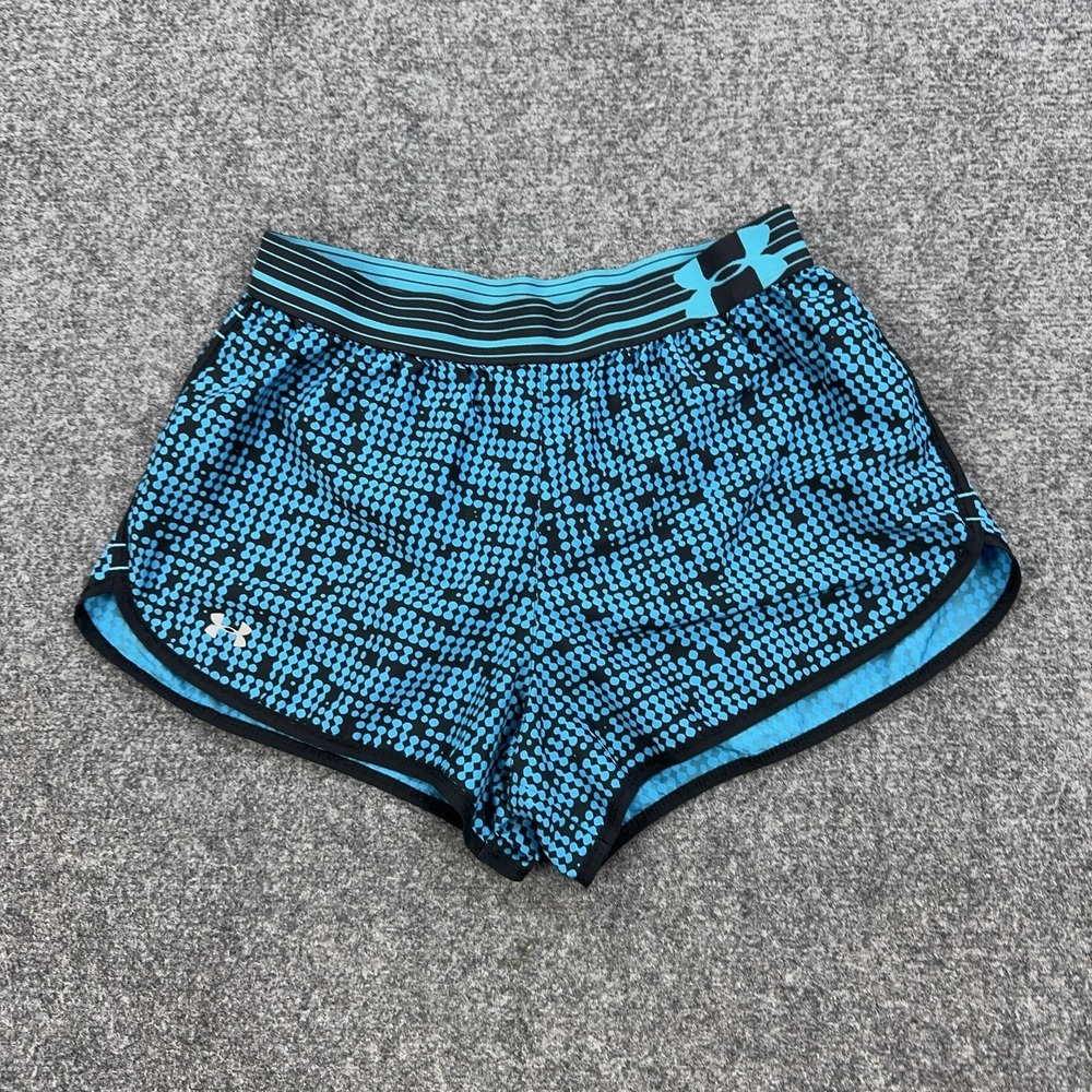 Under Armour Running Shorts Womens XS Blue Geometric 3 Inseam Lined Athletic